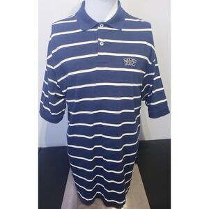 Pitt Panthers Crable Sports Men Sz Large Polo Striped Golf Shirt Blue Gold White